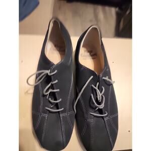 FINN COMFORT ARIANO BLUE PEBBLED LEATHER LACE UP SHOES WOMEN’S UK 8 ,US10.5 New